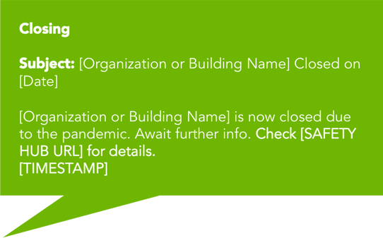Pandemic Communications Template for Closing