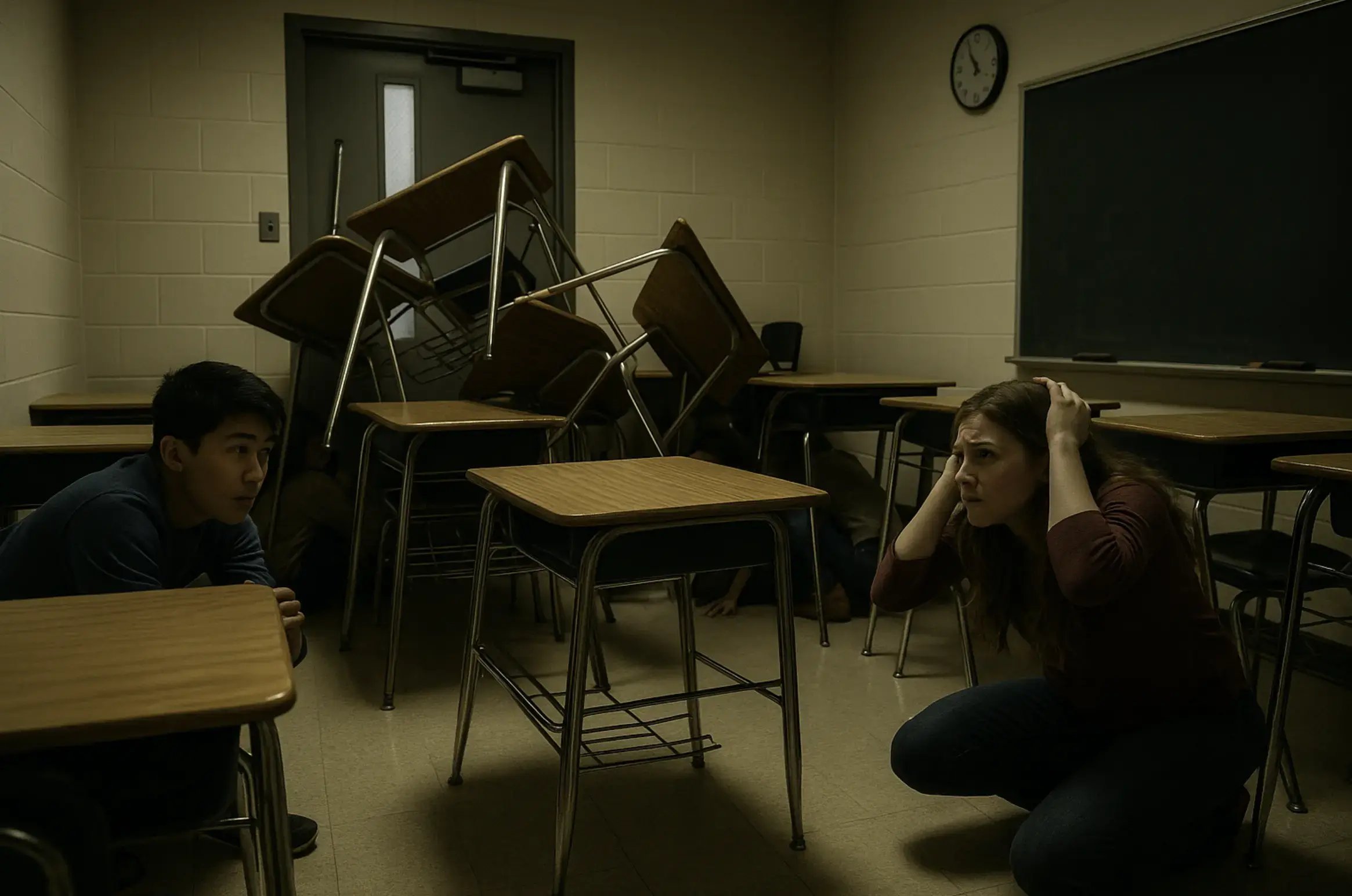 Hide if you cannot run and barricade the door in a active shooter situation