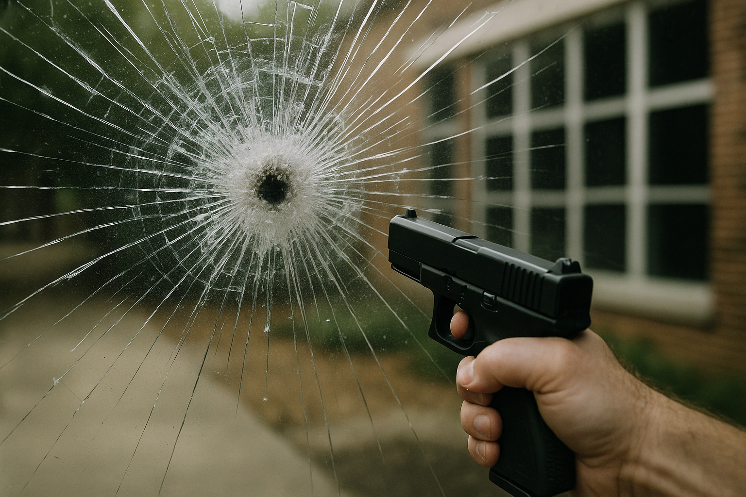 bulletproof glass being shot