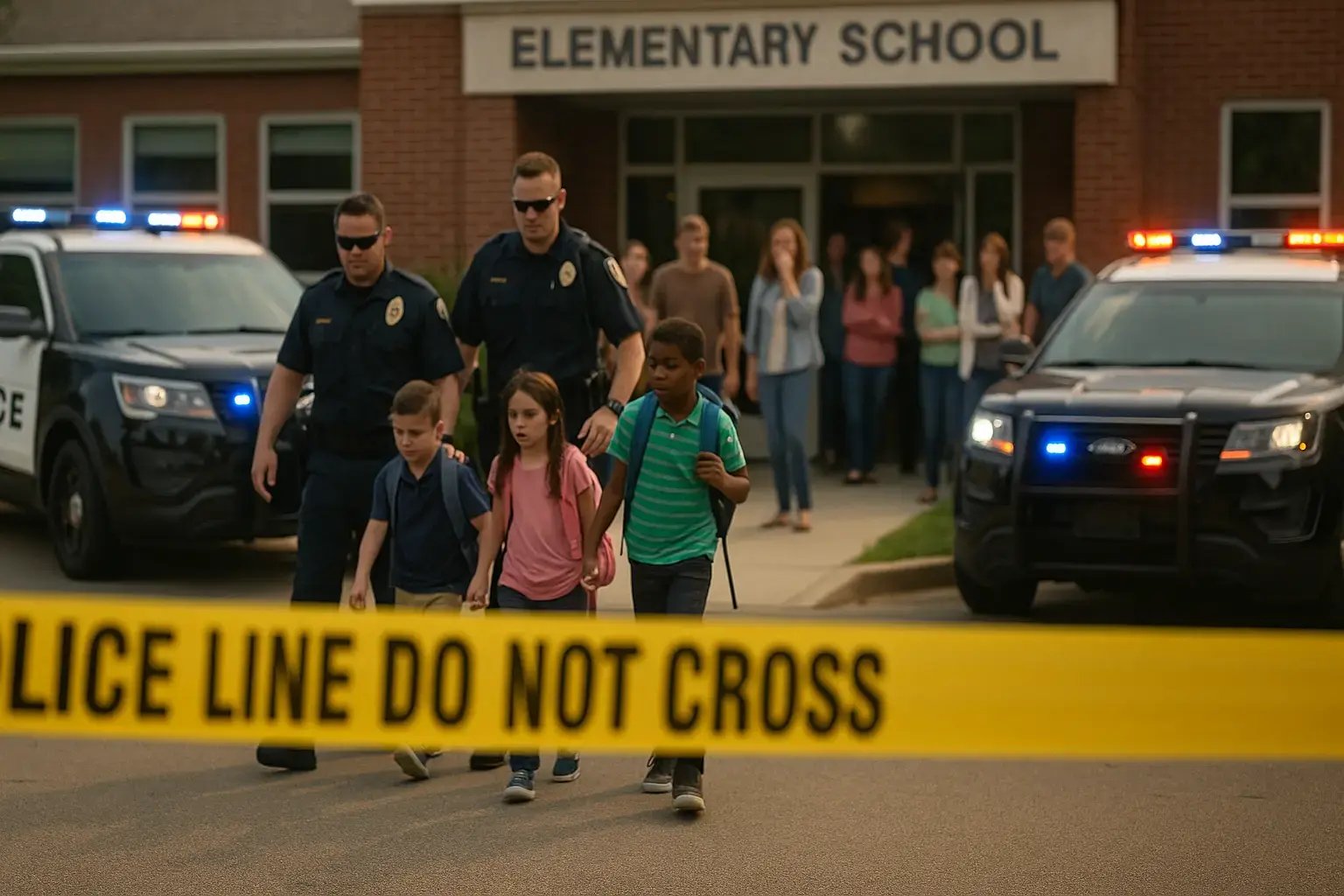 swatting schools photo of kids leaving school
