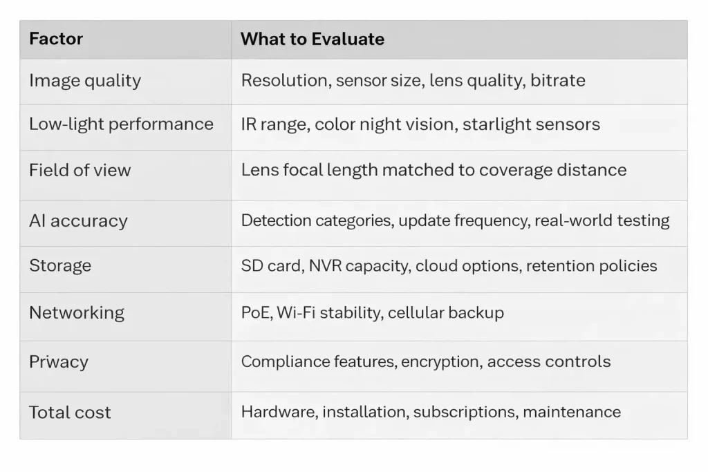 Key Factors to Consider AI cameras