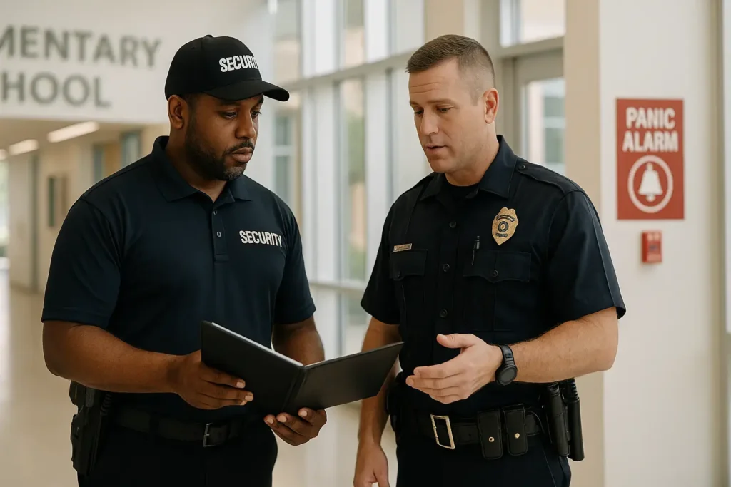 police and SRO discussing alyssas law compliance